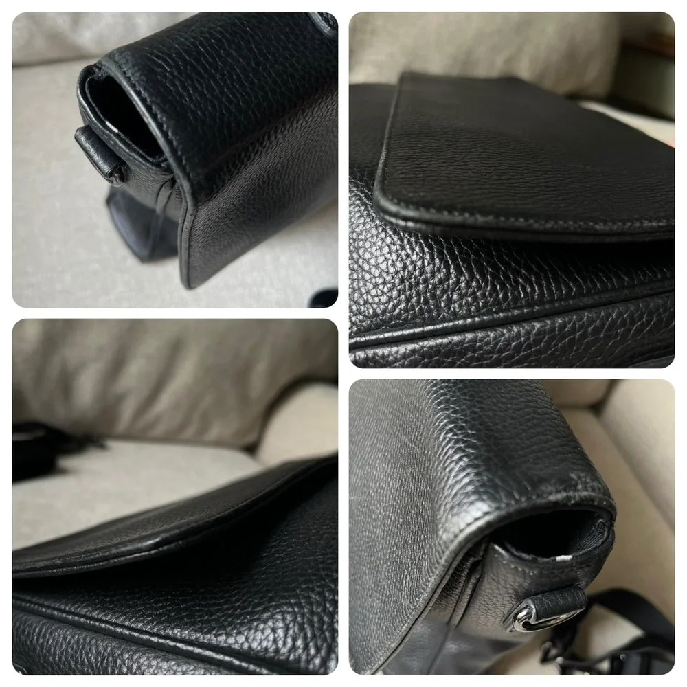 HUGO BOSS Black Leather Messenger Laptop Men's Bag - Picture 15 of 16